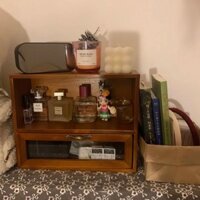 Hộp Gỗ Tự Nhiên Phong Cách Retro - Đựng Trang Sức Mỹ Phẩm Mini Để Bàn Sang Trọng