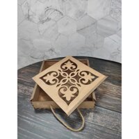 Hộp gỗ vuông cắt lazer đựng quà/trà/ bánh