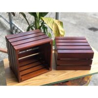 Hộp gỗ vuông màu nâu trầm (giống nâu PU) đa năng, loại nhà hàng hay dùng
