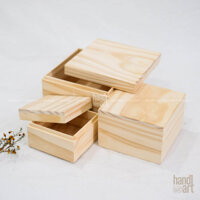 Hộp gỗ vuông nắp đậy, square wooden box