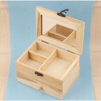 Hộp gỗ vuông nắp kính Loại 1 có mặt gương đựng trang sức - Hộp đựng văn phòng phẩm Wooden box glass Decor ZEN HANDMADE