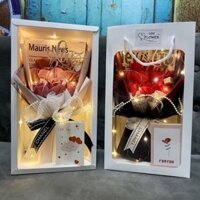Hộp Gồm 9 Hoa Hồng Sáp Có Đèn LED Kèm Gấu Dễ Thương