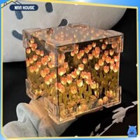 Hộp Gương 21 Hoa Tulip Decor Phòng Ngủ Chill - Bàn Trang Điểm Độc Đáo Trang Trí Đèn Led Làm Quà Tặng
