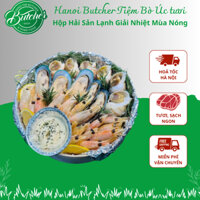 Hộp Hải sản lạnh giải nhiệt mùa nóng Vẹm New Zealand/ Tôm Bắc Cực/ Ốc Bullot Pháp 600gr - Giao hàng 2h