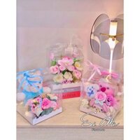 Hộp Hoa Gấu Bông - Hộp Hoa Sáp - Hộp Hoa Gấu Mika Trong Suốt Dễ Thương - Si Mê Flowers