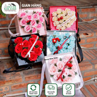 Hộp Hoa Hình Trái Tim HH01 (Kèm Thiệp & Đèn) Decor Kim Vinh Quà Tặng Ý Nghĩa 8/3, Sinh Nhật, Valentine, Dịp Lễ