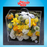 Hộp Hoa Mica Trong Suốt - Hộp Hoa Vali Mica - Hộp Đựng Quà Bằng Mica - Hộp Đựng Hoa, Sen Đá Trong Suốt