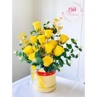 Hộp hoa nhũ FIGO FLOWER màu vàng 12 bông, tặng sinh nhật, Valentine