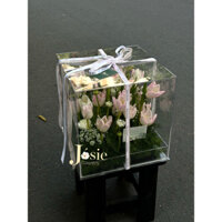 Hộp Hoa Vuông - Hộp Cắm Hoa Mica - Hộp Hoa Mica Có Khay - Hộp hoa trong suốt