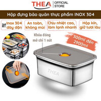 Hộp inox 304 đựng bảo quản thực phẩm thức ăn rau củ quả tủ lạnh ngăn đông đá có nắp cao cấp kín không mùi – THEA