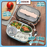 Hộp inox đựng cơm BUNA kèm thìa đũa, hộp đựng cơm văn phòng chia ngăn giữ nhiệt   kèm bát canh.