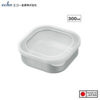 Hộp inox đựng thực phẩm có nắp đậy an toàn Echo - hàng nội địa Nhật Bản Made in Japan - Loại vuông 300ml 0321-445