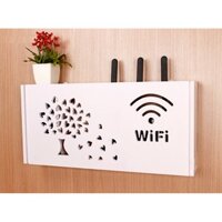 Hộp kệ đựng cục WIFI, kệ đầu thu treo tường bằng nhựa cao cấp Loại 1 họa tiết WIFI Hình Cây
