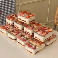Hộp kem dâu tây Tiramisu Berry Hộp đóng gói nướng bánh P Hộp kem dâu Tiramisu Berry Hộp đóng gói bánh ngọt Bento Baking Melaleuca Mousse Hộp đóng gói 08.31