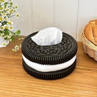 Hộp khăn giấy bánh quy Oreo mô phỏng thiết kế sáng tạo hộp rút giấy Bàn Ăn Phòng khách phong cách Instagram trang trí nhà vui nhộn