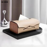 Hộp Khăn Giấy Elise Be Da Microfiber Cao Cấp Phối Ốp Vân Gỗ Japandi Tối Giản Tinh Tế Cho Phòng Ngủ Và Văn Phòng