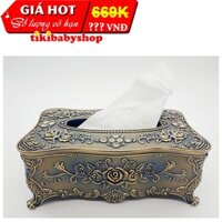 Hộp khăn giấy Hợp kim chữ nhật - 76101C5 - Màu đồng nâu