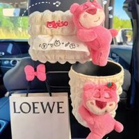 Hộp Khăn Giấy Ô Tô Dễ Thương Gấu Dâu Tây Cao Cấp Tấm Che Nắng Treo Phong Cách Tay Xe Ô Tô Hộp Túi Giấy