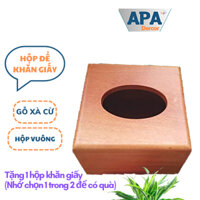 Hộp khăn giấy vuông gỗ xà cừ màu vân gỗ tự nhiên HCM