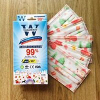 [hộp] khẩu trang wakamono (4 lớp, hộp 10 cái) - mẫu giáng sinh (màu trắng)