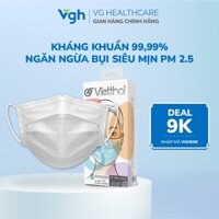 Hộp khẩu trang y tế siêu kháng khuẩn VT Pro Mask 3 lớp lọc 99,9% mỏng nhẹ, thoáng khí - Hộp 20 chiếc