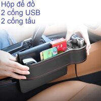 Hộp, khay để đồ tích hợp 2 bộ chia tẩu và 2 cổng USB đa năng, công suất 80W, 2.1A