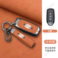 Hợp Kim Kẽm Da Dê Da Thật Da Chìa Khóa Xe Ô Tô Bao Thông Minh Không Chìa Khóa Từ Xa Fob Vỏ Móc Khóa Mờ Nút Bảo Vệ Cho Xe Ford Territory Explorer EV Transit Tùy Chỉnh