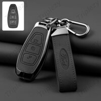 Hợp Kim Kẽm Nubuck PU Chìa Khóa Xe Ô Tô Bao Móc Khóa Dành Cho Xe Ford Ecosport Focus 3 4 ST Fiesta Everest Fusion Kuga Escape Mondeo MK3 MK4 Vỏ Thông Minh Không Chìa Khóa Từ Xa Fob Bảo Vệ Giá Đỡ