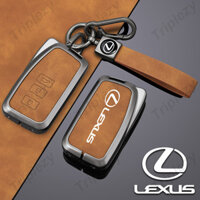 Hợp Kim Kẽm Ô Tô Chìa Khóa Fob Vỏ Da Thật Chính Hãng Nút Bảo Vệ Giá Đỡ Móc Khóa Dành Cho Xe Lexus IS ES LS RC LC UX NX RX GX LX LM 200h 260 300 300h 350 450 500 500h