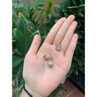 [Hợp kim] Mặt dây chuyền đá Kunzite hình hộp quà tím lavender tốt cho tình cảm