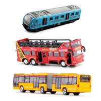 Hợp kim nhỏ mini kéo dài xe buýt đôi xe buýt đường sắt cao tốc xe buýt du lịch Mô hình xe ô tô đồ chơi trẻ em