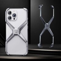 Hợp Kim Nhôm Không Vành X Loại Ốp Lưng Điện Thoại iPhone 14 15 Pro Max Kim Loại Tản Nhiệt Có Thể Tháo Rời Giáp Chống Sốc Bao Funda