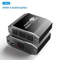 Hợp kim nhôm Spdif Toslink Bộ chia âm thanh kỹ thuật số quang 1x3 Hỗ trợ bộ chia quang 5.1CH LPCM 2.0 DTS
