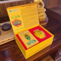 Hộp kim tuyến chè tôm nõn 1 ô và 1 bình sứ / HTX Chè Hảo Đạt