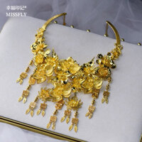 ✨Hợp Kim Vàng Cổ Hoa Cô Dâu Phong Cách Trung Hoa Xiuhe Rồng Phượng Hoàng Áo Hanfu Ngựa Mặt Váy Phụ Kiện Vòng Cổ Cưới 25.3.24
