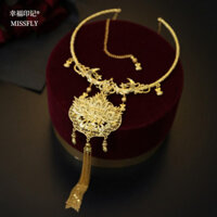 ✨Hợp Kim Vàng Cổ Trang Phục Cô Dâu Phong Cách Trung Hoa Xiuhe Rồng Phượng Áo Hanfu Ngựa Mặt Váy Phụ Kiện Vòng Cổ Cưới 25.3.24