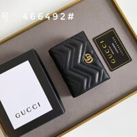 [Hộp lắp ráp chính hãng] GUCCI có dây kéo gấp đôi nắp ví da Quilted Túi đựng thẻ đựng thẻ nữ màu đen