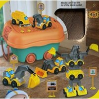 Hộp Lego Lắp Ghép Xe Công Trình Máy Xúc, Máy Cẩu, Xe Tải, Xe Cứu Hỏa 63 Chi Tiết Kèm Hộp Có Bánh Xe