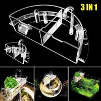 Hộp lọc bên ngoài POKINGE, Bộ lọc trên bể cá Acrylic 3 trong 1 loại treo, lỗ cạnh trong suốt cao Lưu thông nước bể cá Máy lọc nước bể cá tròn