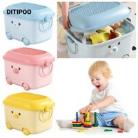 Hộp lưu trữ DITIPOO, Hộp đựng đồ chơi Hộp đựng quần áo bằng nhựa, Con lăn gia dụng đa chức năng Hộp đựng khối dung tích lớn