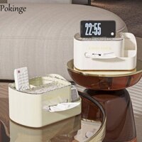 Hộp lưu trữ máy tính để bàn POKINGE, Hộp lưu trữ khăn giấy bằng nhựa chống thấm nước, Hộp đựng khăn ăn dung tích lớn Hộp trưng bày mỹ phẩm chống bụi cho gia đình