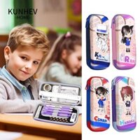 Hộp lưu trữ văn phòng phẩm KUNHEV, Bút chì trẻ em 3 lớp Phantom Thief, Túi đựng bút chì thám tử Conan dung tích lớn thời trang
