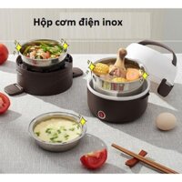 Hộp Mang Cơm Văn Phòng, Cặp Lồng Hâm Nóng Thức Ăn Cắm Điện 3 Tầng Inox Lunchbox, Bảo Hành 12 Tháng