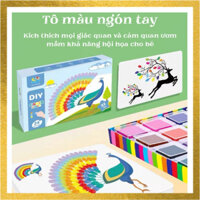 Hộp Màu Vân Tay 24 màu DIY Finger kèm 32 tranh – tôm tép đồ chơi tư duy