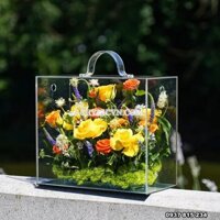 Hộp mica đựng hoa, hộp đựng quà trong suốt, hộp mica trong có quai xách