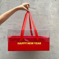 Hộp mica quai xách đựng quà Tết Happy New Year