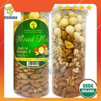 Hộp Mixed Nuts 3 Loại Hạt Dinh Dưỡng 500gr, Óc Chó Vàng, Hạnh Nhân Mỹ, Macca, Hạt Mắc Ca Đã Tách Vỏ Cam kết chính hãng 1