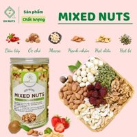 HỘP MIXED NUTS 6 VỊ 500G( Macca, Hạnh nhân, Óc chó, Hạt điều, Bí xanh, Dâu tây sấy dẻo)
