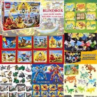 Hộp mù lắp ghép ngẫu nhiên Ninja lái xe có cánh phát sáng Khủng long Tây Du Ký Siêu Nhân Captain Spiderman nhiều mẫu Đồ