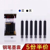 Hộp mực Liupintang Cỡ nòng 3.4mm bán buôn bút học sinh mực không Carbon bút học sinh tiểu học có thể thay thế bút thông dụng màu xanh đen nước 6